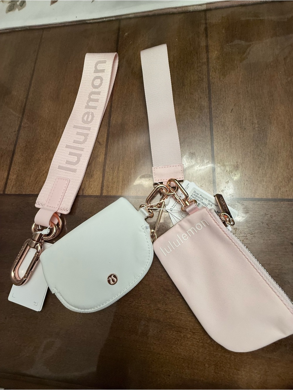 *NWT* lululemon athletica Pink and White rise gold wristlet and keychain